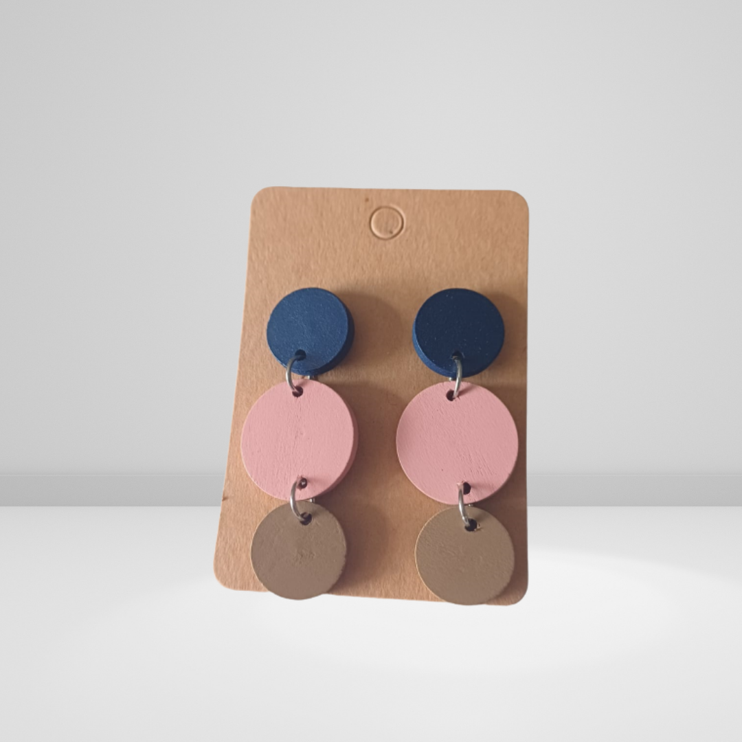 Stainless steel Wood & Leather Earrings