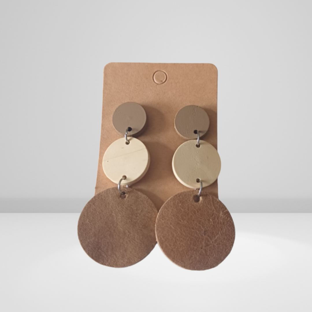 Stainless steel Wood & Leather Earrings