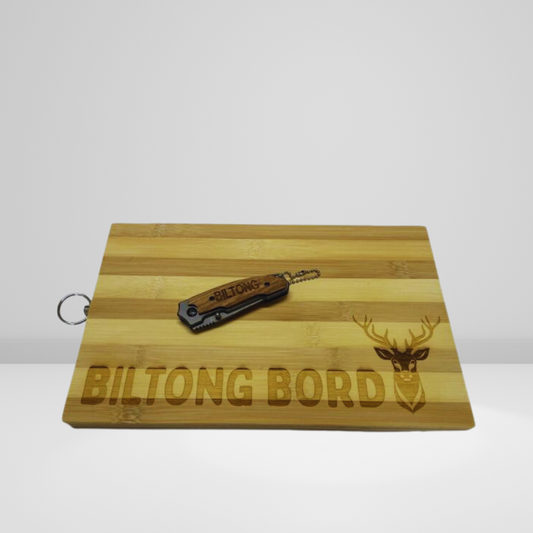 Small Engraved Biltong board & Gerber knife