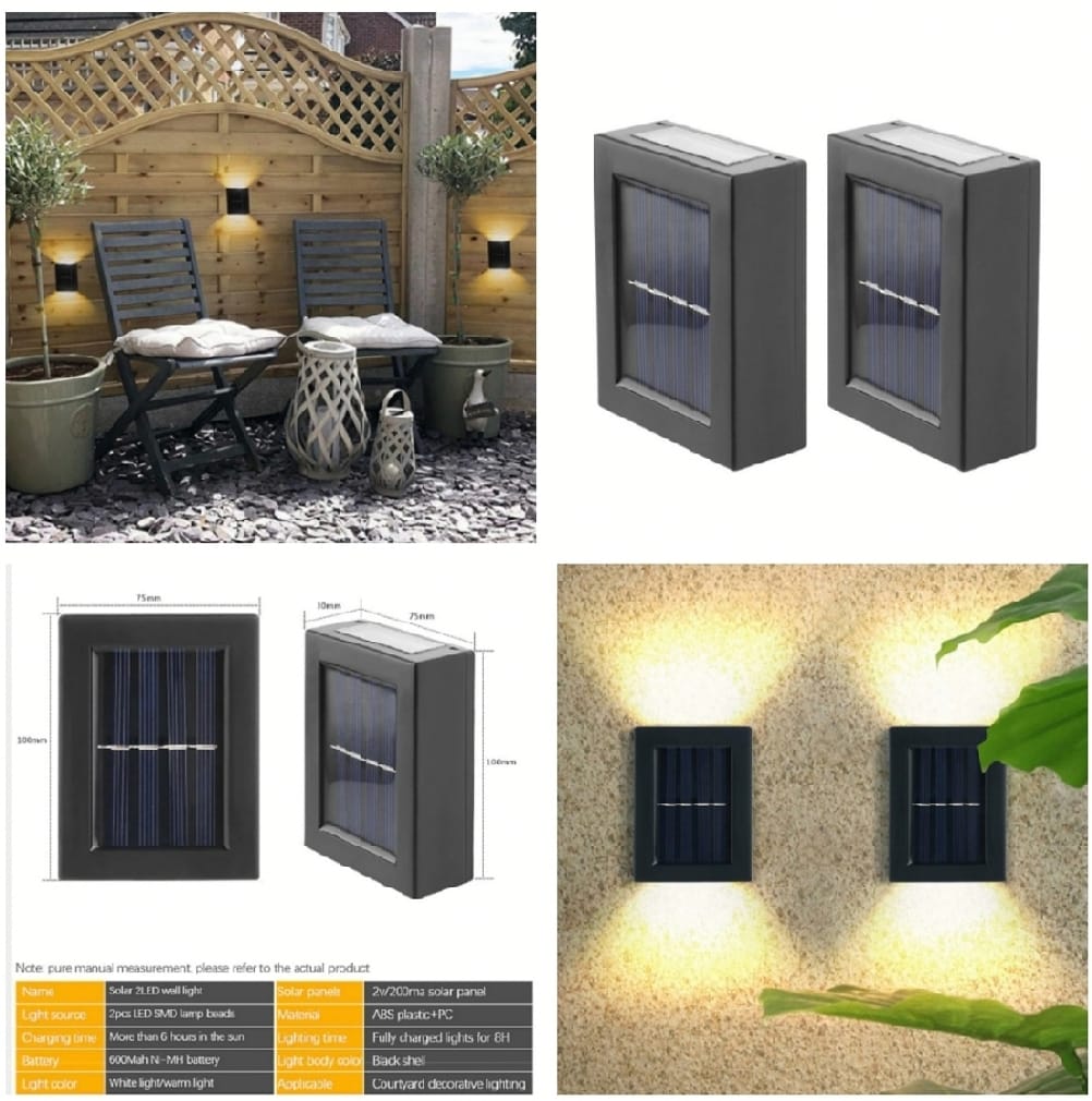 2Pc Decorative Up Down Solar Wall Lights