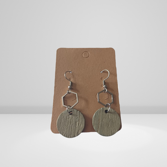 Stainless steel Wood & Leather Earrings