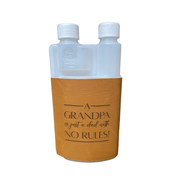 Plastic 500ml Squeezy Bottle with Engraved Leather Cover - Grandpa