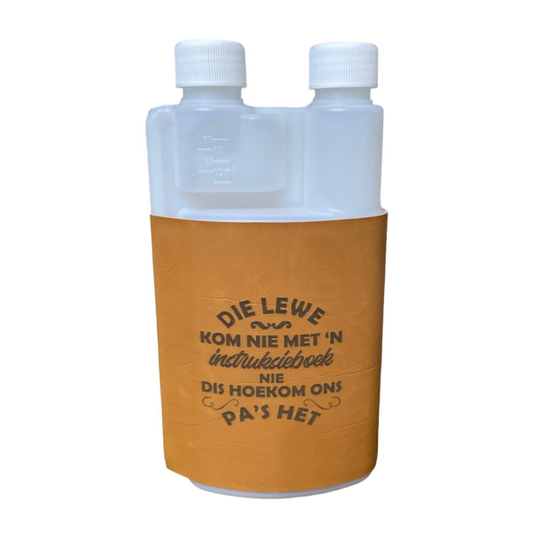 Plastic 500ml Squeezy Bottle with Engraved Leather Cover - Pa