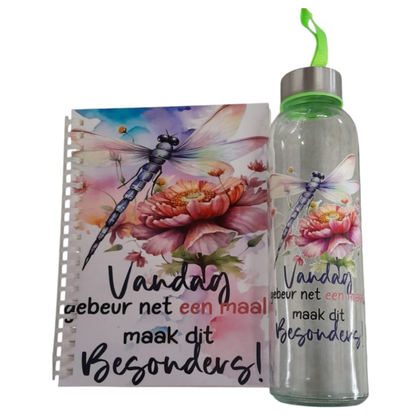 Personalized A5 Notebook & 500ml Glass or Plastic Waterbottle Combo