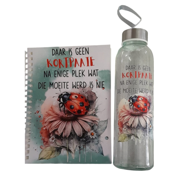 Personalized A5 Notebook & 500ml Glass or Plastic Waterbottle Combo