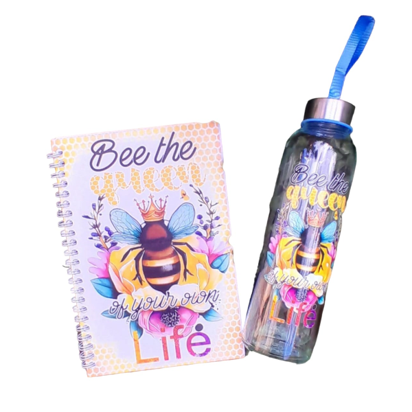 Personalized A5 Notebook & 500ml Glass or Plastic Waterbottle Combo