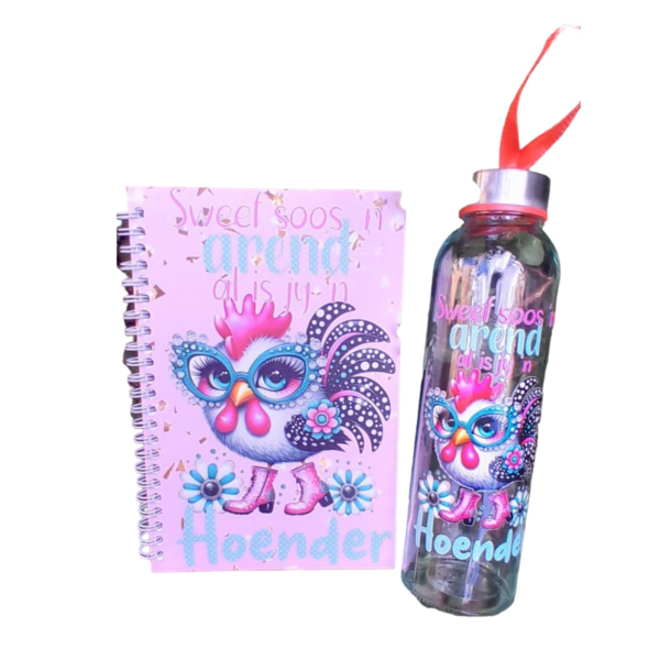 Personalized A5 Notebook & 500ml Glass or Plastic Waterbottle Combo