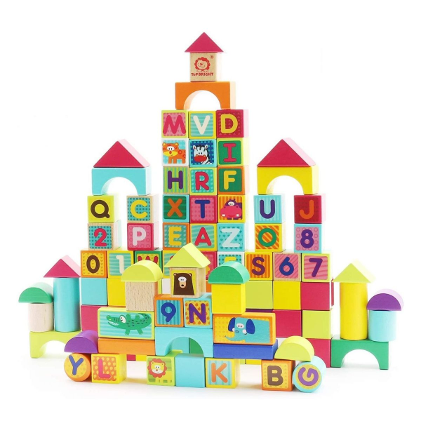 TopBright Wooden ABC, 123 Animal Blocks