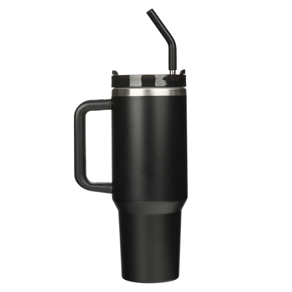 Large Stainless Steel Travel Mug with Handle and Straw - Be Strong in the Lord