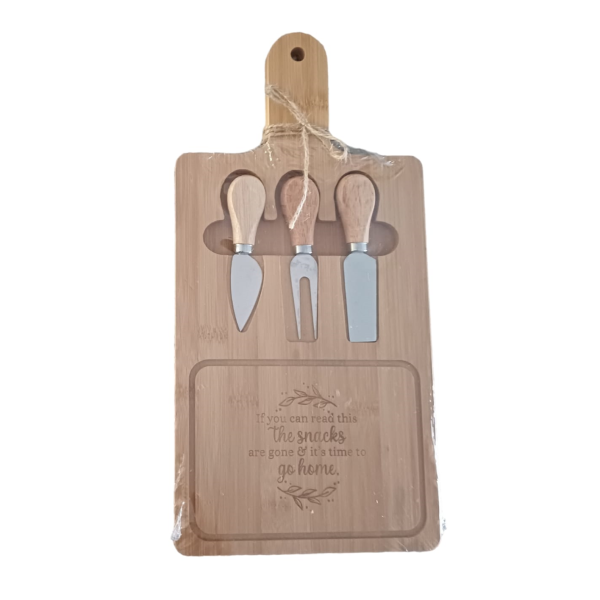 Personalized Engraved Cheese Board with Utensils