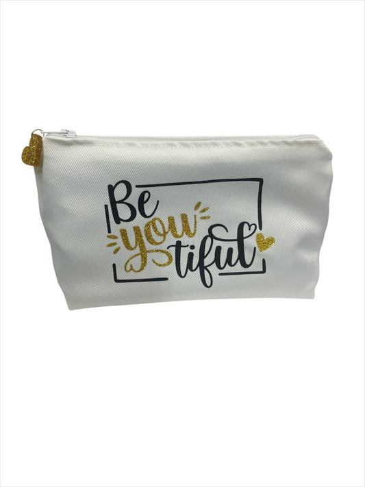 White Standard Printed Cosmetic / Make up Bag - Be You Tiful