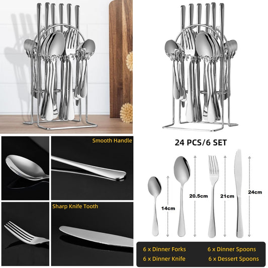 Cutlery Set On Stand - 24 Piece