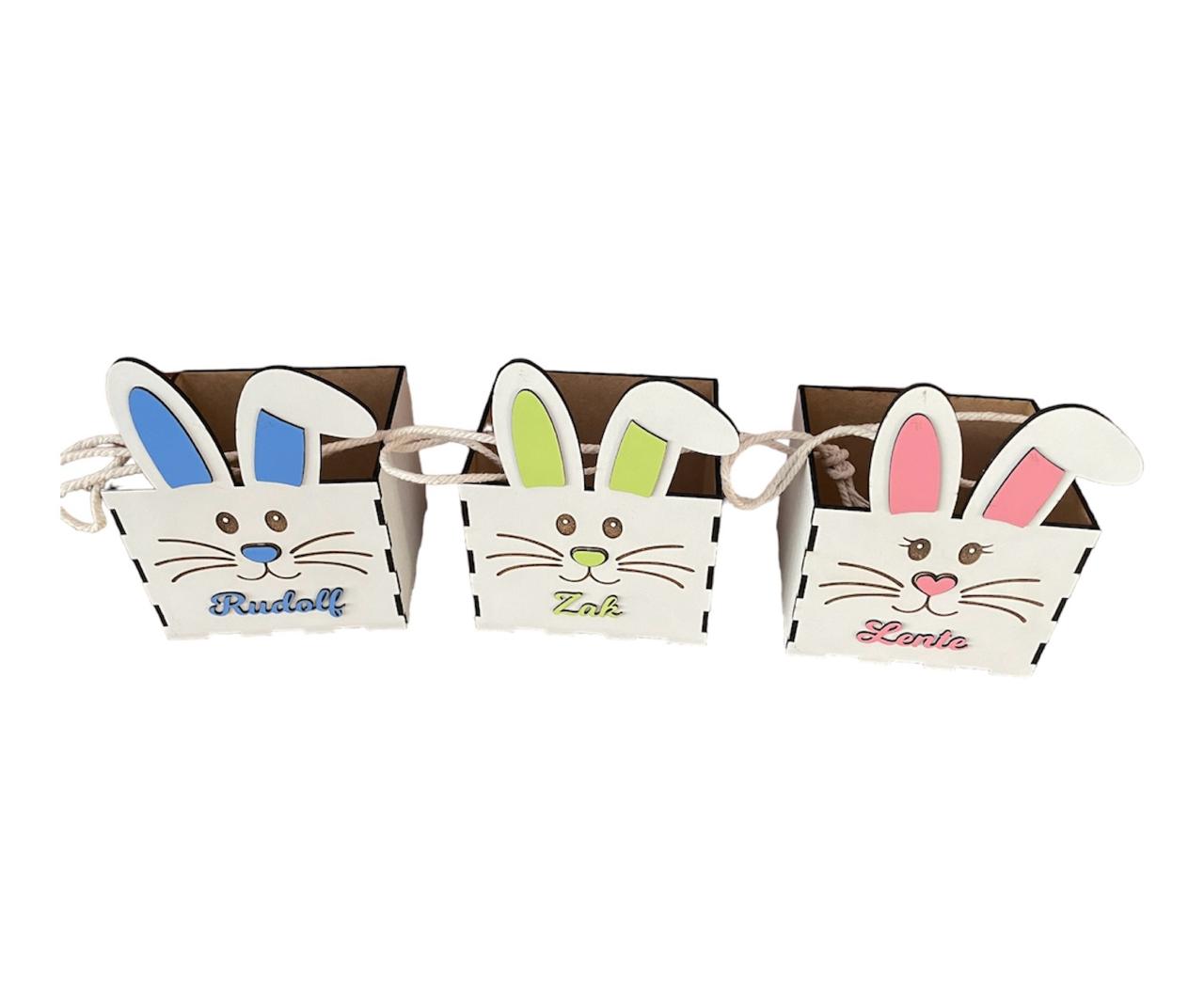 Wooden Easter Bunny Box With Rope Handle