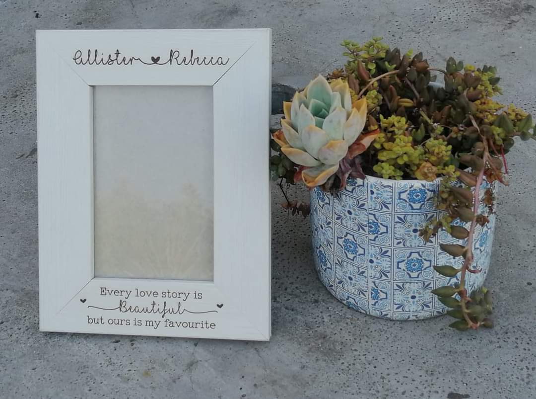 Personalized White Engraved Photo Frame