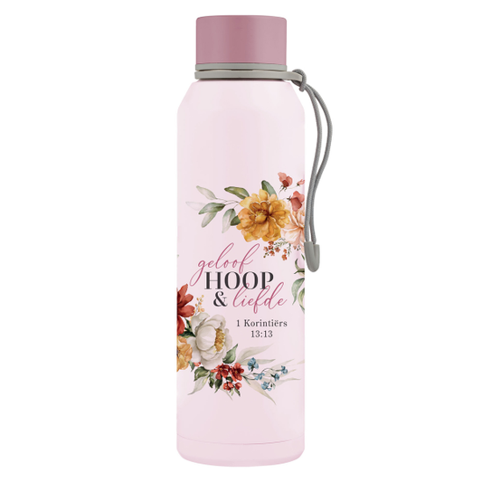 Afrikaans Stainless Steel Water Bottle - Geloof Hoop en Liefde