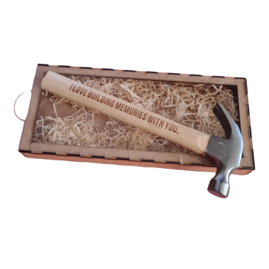 Engraved Claw Hammer with Wooden Handle