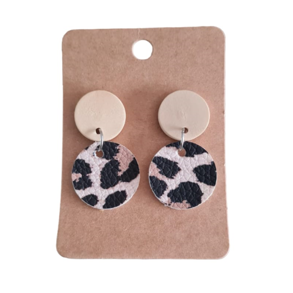 Stainless steel Wood & Leather Earrings