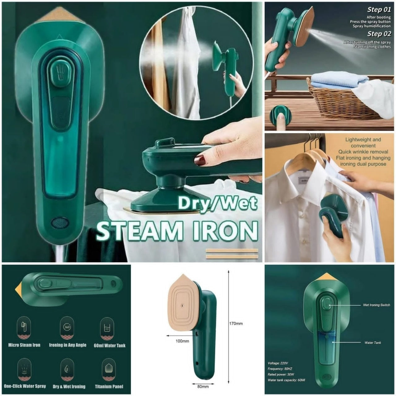 Micro Steam Iron. 30W