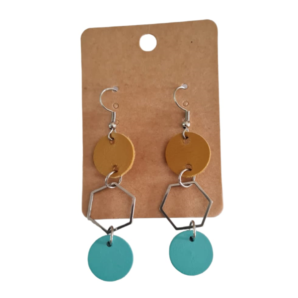 Stainless steel Wood & Leather Earrings