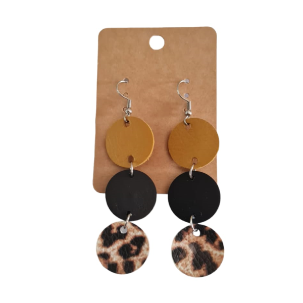 Stainless steel Wood & Leather Earrings