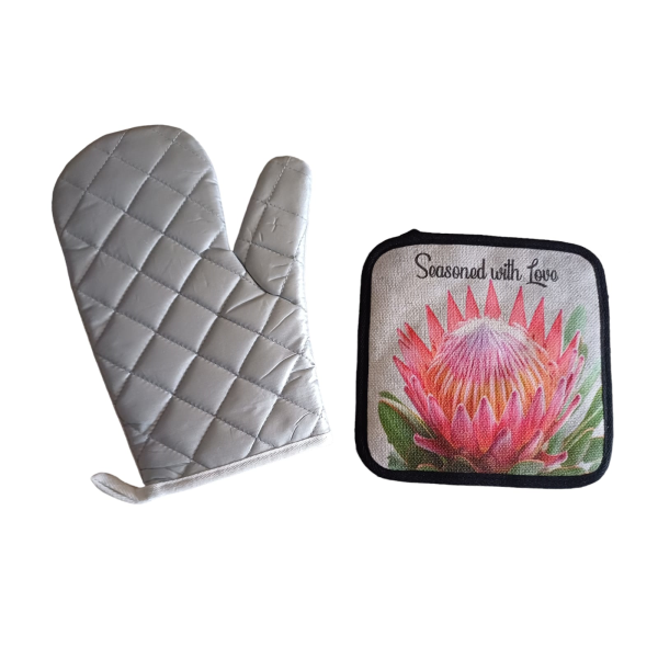 Standard Printed Oven Gloves - Protea & Succulent - Seasond with Love