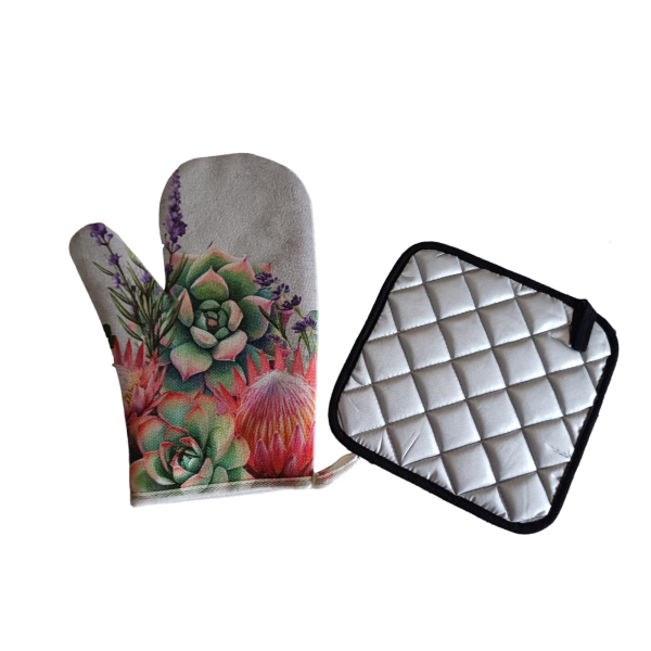 Standard Printed Oven Gloves - Protea & Succulent - Seasond with Love