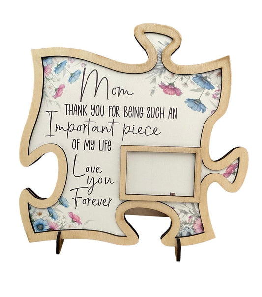 Puzzle Shaped Photo Frame - Mom