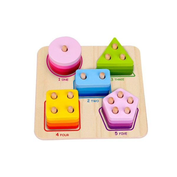 Tooky Toy - Wooden Geometric 5 Block Sorter