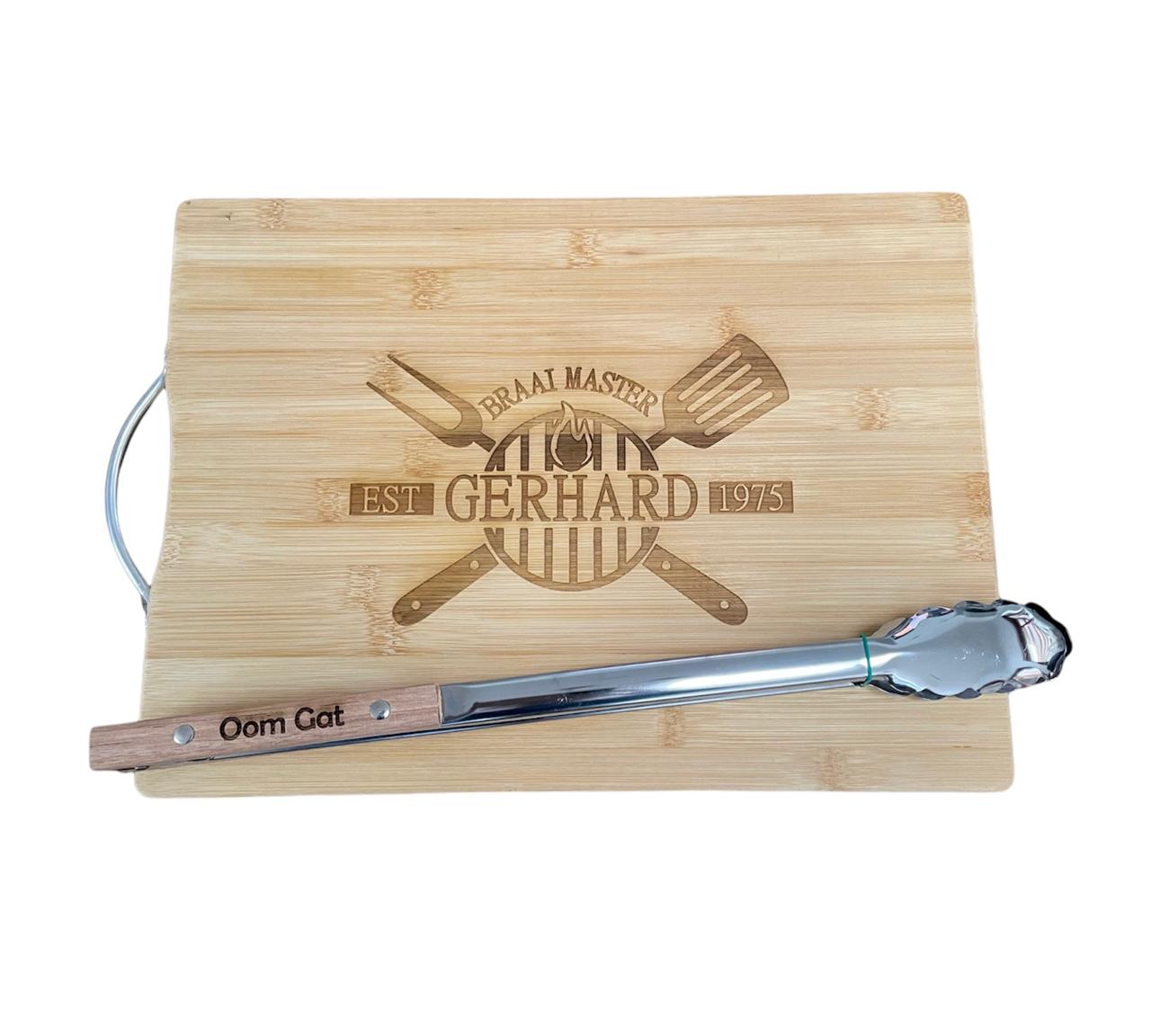 Personalized Cutting Board & Engraved Braai Tong