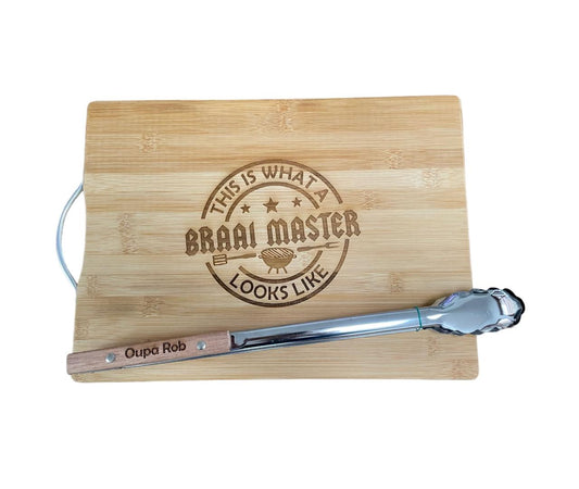 Personalized Cutting Board & Engraved Braai Tong