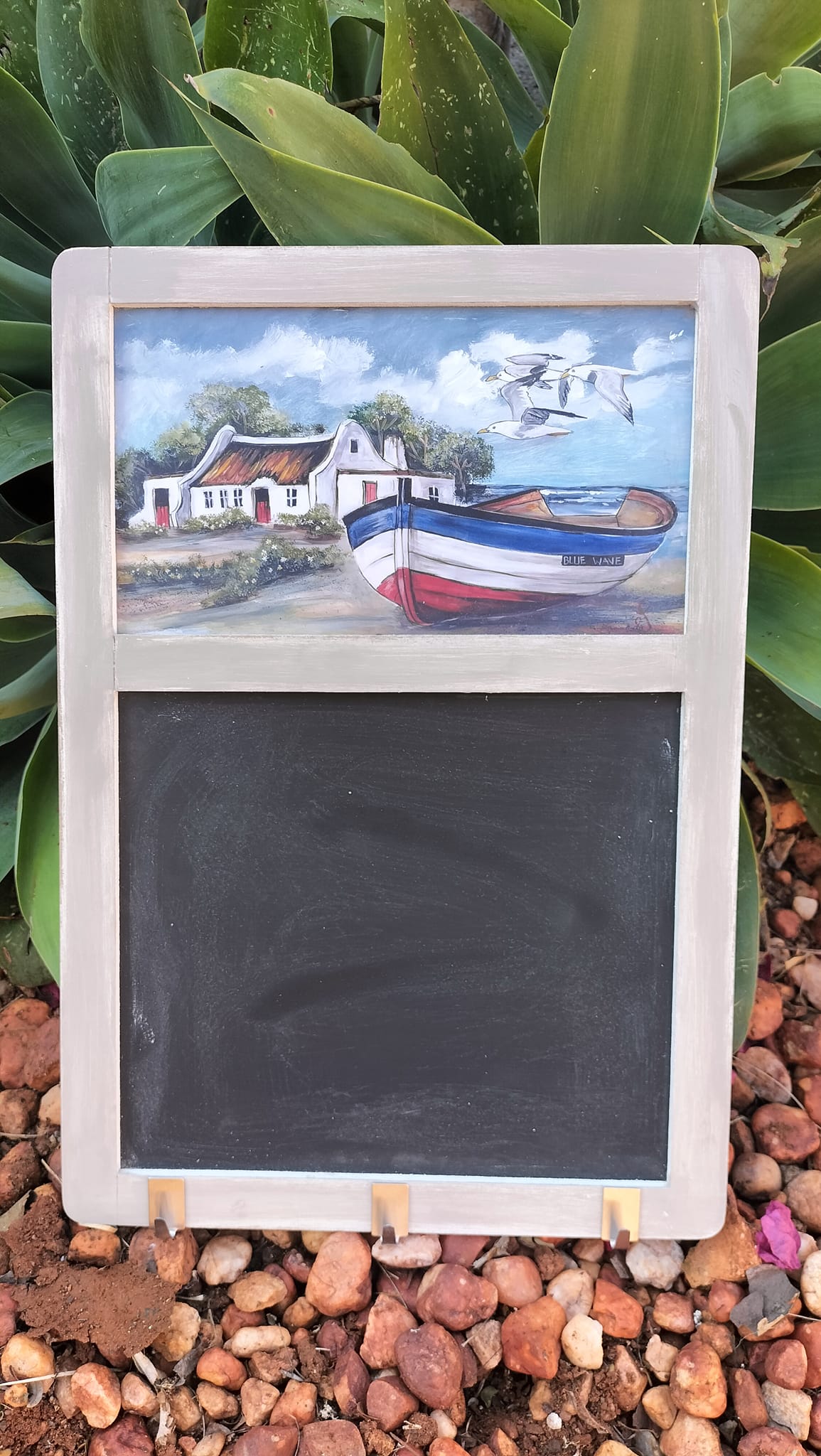 Personalized Wooden Black Board with Hooks (30cm x 40cm)