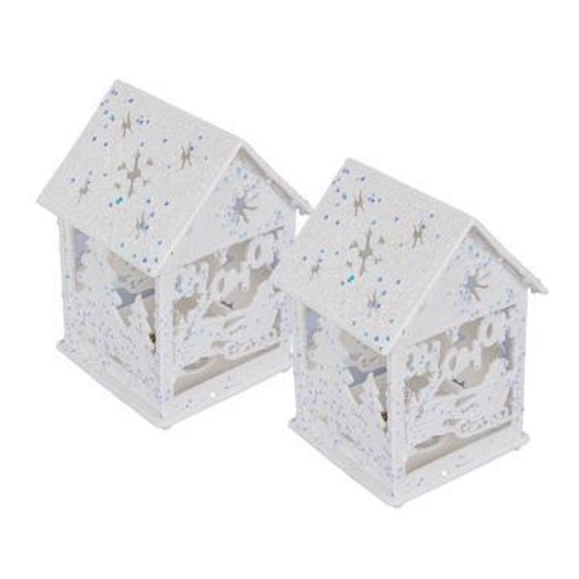 Xmas Room Decor Glitter House - 11cm - Each